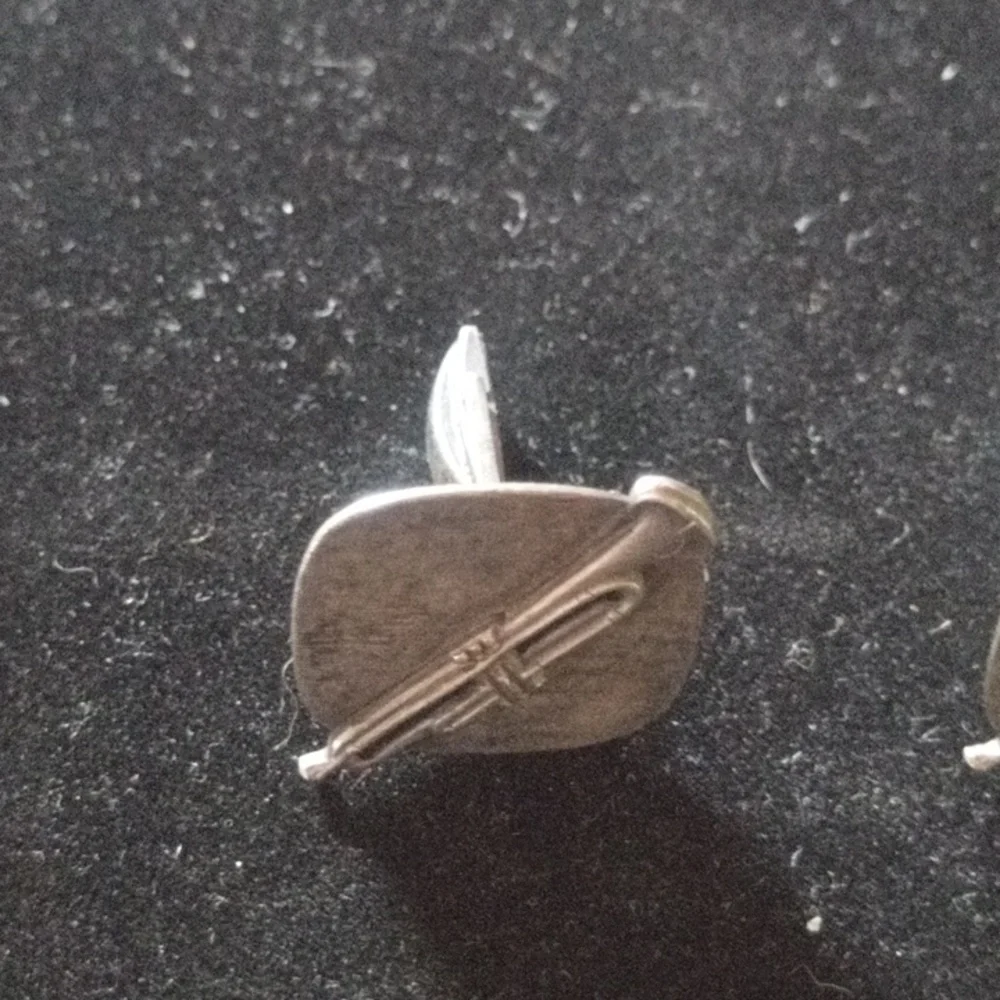 Silver Tone Trombone Cufflinks